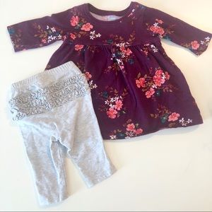 Floral top with ruffle leggings